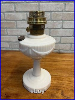 Aladdin Alacite Tall Lincoln Drape Oil Lamp with Model 23 Burner Pink White