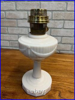Aladdin Alacite Tall Lincoln Drape Oil Lamp with Model 23 Burner Pink White