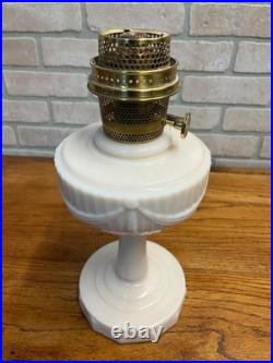 Aladdin Alacite Tall Lincoln Drape Oil Lamp with Model 23 Burner Pink White