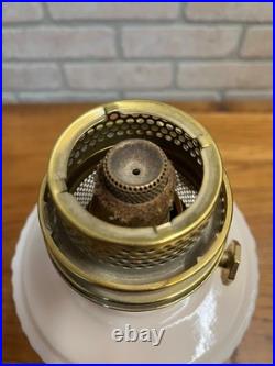 Aladdin Alacite Tall Lincoln Drape Oil Lamp with Model 23 Burner Pink White