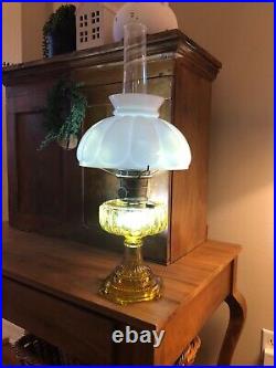 Aladdin Amber Crystal Cathedral w White Glass Melon Shade Model B-109