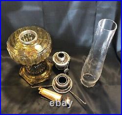 Aladdin Amber Crystal Cathedral w White Glass Melon Shade Model B-109