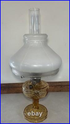 Aladdin Amber Filigree Stem B-52 Oil Lamp Shade Model B Burner Nu Type