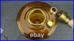 Aladdin Amber Glass Table Mantle Oil Lamp Lincoln Drape Font Model 23 burner