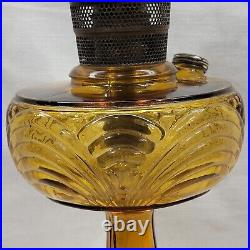 Aladdin Amber Glass Washington Drape Round Oil Lamp Nu-Type Model B READ