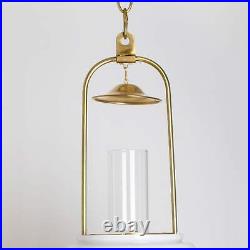 Aladdin Amber Regency Brass Hanging Oil Lamp with Opal Shade and Brass Trim