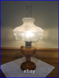 Aladdin Amber Short Lincoln Drape 501 White Clear Shade Electric Burner Nickel