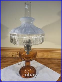 Aladdin Amber Short Lincoln Drape 501 White Clear Shade Electric Burner Nickel