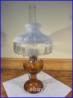 Aladdin Amber Short Lincoln Drape 501 White Clear Shade Electric Burner Nickel