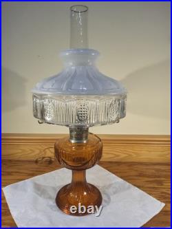 Aladdin Amber Short Lincoln Drape 501 White Clear Shade Electric Burner Nickel