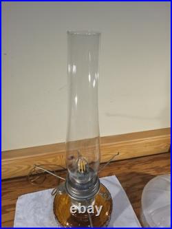 Aladdin Amber Short Lincoln Drape 501 White Clear Shade Electric Burner Nickel