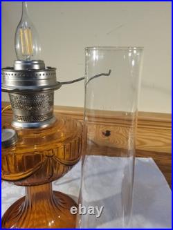 Aladdin Amber Short Lincoln Drape 501 White Clear Shade Electric Burner Nickel