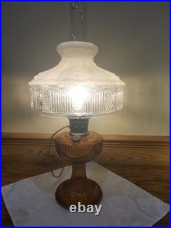 Aladdin Amber Short Lincoln Drape 501 White Clear Shade Electric Burner Nickel