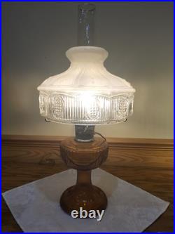 Aladdin Amber Short Lincoln Drape 501 White Clear Shade Electric Burner Nickel