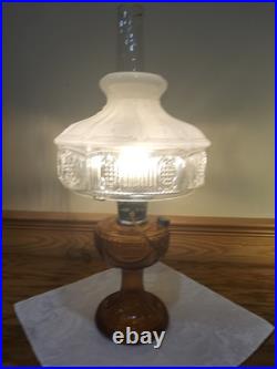 Aladdin Amber Short Lincoln Drape 501 White Clear Shade Electric Burner Nickel