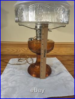 Aladdin Amber Short Lincoln Drape 501 White Clear Shade Electric Burner Nickel