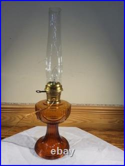 Aladdin Amber Short Lincoln Drape Electric Lamp Brass Burner Lox On Chimney