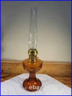 Aladdin Amber Short Lincoln Drape Electric Lamp Brass Burner Lox On Chimney