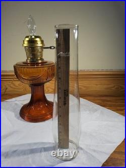 Aladdin Amber Short Lincoln Drape Electric Lamp Brass Burner Lox On Chimney