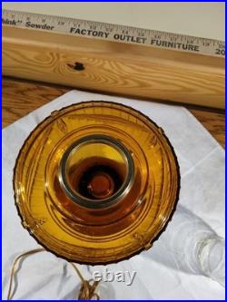 Aladdin Amber Short Lincoln Drape Electric Lamp Brass Burner Lox On Chimney