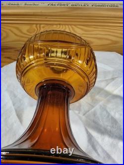 Aladdin Amber Short Lincoln Drape Electric Lamp Brass Burner Lox On Chimney