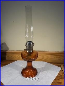 Aladdin Amber Short Lincoln Drape Model C Brass Burner New Wick Lox On Chimney