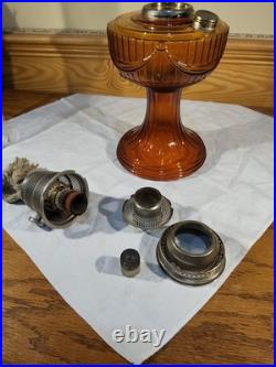 Aladdin Amber Short Lincoln Drape Model C Brass Burner New Wick Lox On Chimney