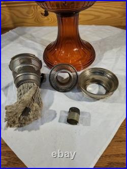 Aladdin Amber Short Lincoln Drape Model C Brass Burner New Wick Lox On Chimney