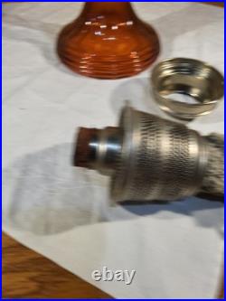 Aladdin Amber Short Lincoln Drape Model C Brass Burner New Wick Lox On Chimney