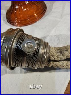 Aladdin Amber Short Lincoln Drape Model C Brass Burner New Wick Lox On Chimney