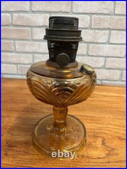 Aladdin Amber Washington Drape Glass Oil Lamp with NuType Model B Burner Orange