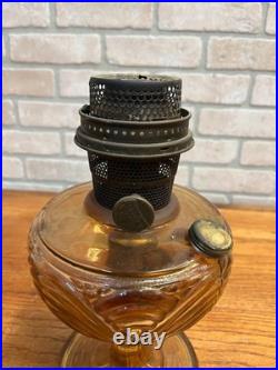 Aladdin Amber Washington Drape Glass Oil Lamp with NuType Model B Burner Orange