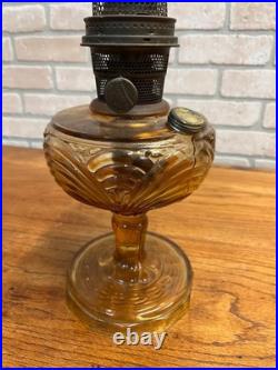 Aladdin Amber Washington Drape Glass Oil Lamp with NuType Model B Burner Orange