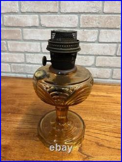 Aladdin Amber Washington Drape Glass Oil Lamp with NuType Model B Burner Orange