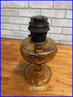 Aladdin Amber Washington Drape Glass Oil Lamp with NuType Model B Burner Orange