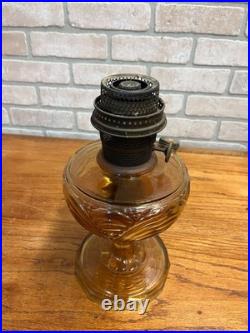 Aladdin Amber Washington Drape Glass Oil Lamp with NuType Model B Burner Orange