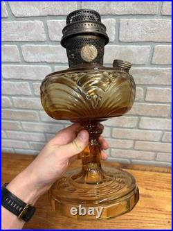 Aladdin Amber Washington Drape Glass Oil Lamp with NuType Model B Burner Orange