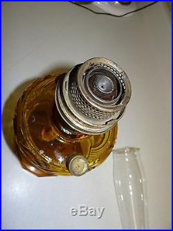 Aladdin Amber Washington Drape Model B Kerosene Lamp Oil Glass Vtg Antique