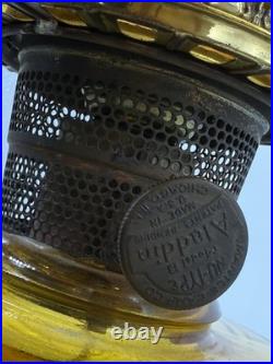 Aladdin Amber Washington Drape Oil Lamp With Fenton Style Glass Shade 21 Tall