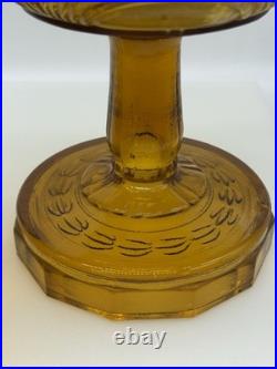 Aladdin Amber Washington Drape Oil Lamp With Fenton Style Glass Shade 21 Tall