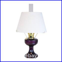 Aladdin Amethyst Lincoln Drape Table Oil Lamp Brass with White Pleated Shade