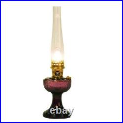 Aladdin Amethyst Lincoln Drape Table Oil Lamp Brass with White Pleated Shade