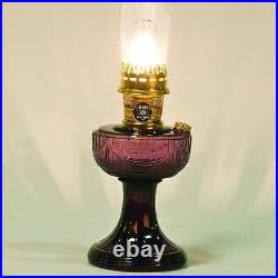 Aladdin Amethyst Lincoln Drape Table Oil Lamp Brass with White Pleated Shade