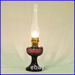 Aladdin Amethyst Lincoln Drape Table Oil Lamp Brass with White Pleated Shade