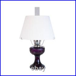 Aladdin Amethyst Lincoln Drape Table Oil Lamp Nickel with White Pleated Shade