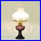 Aladdin Amethyst Lincoln Drape Table Oil Lamp with White Glass Shade, Brass