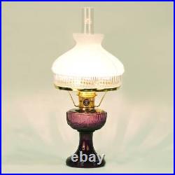 Aladdin Amethyst Lincoln Drape Table Oil Lamp with White Glass Shade, Brass