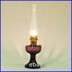 Aladdin Amethyst Lincoln Drape Table Oil Lamp with White Glass Shade, Brass