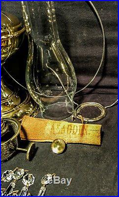 Aladdin Antique 1915-16 Polished Brass Model 6 Oil Lamp, With assorys/work's