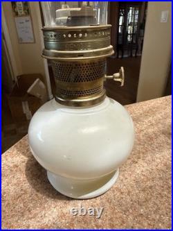 Aladdin Antique Milk Glass Kerosene Oil Lamp Original Globe MINT CONDITION 21.5
